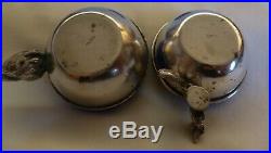 PAIR OF VINTAGE ITALIAN 800 SILVER OPEN SALT CELLARS With FOX SWAN & GLASS LINERS