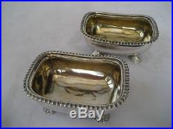 PAIR OF WLLIAM IV SOLID SILVER SALT CELLARS WITH SHELL FEET Eames & Barnard, L