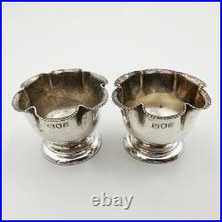 PAIR SALT CELLARS STERLING SILVER VICTORIAN London 1896 Horace Woodward & Co