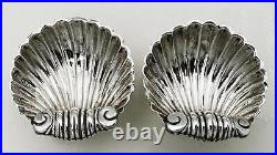 PAIR SHELL SALT CELLARS VICTORIAN STERLING SILVER Chester 1896 Florence Warden