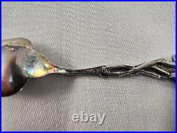PAIR Vintage German Sterling Silver Crystal Swan Divided Salt Cellar With Spoons