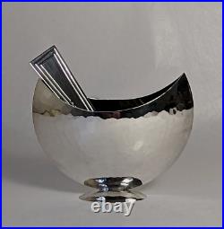 PRUDEN & SMITH Sterling Silver Modernist Salt Cellar & Spoon Bowl Contemporary