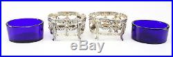Pair 19th Century Sterling Silver & Glass Open Salt Cellars by Paillard Freres