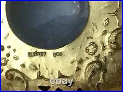 Pair 2 Art Nouveau Crystal & Gold Vermeil Sterling / Coin Silver Salt Cellars