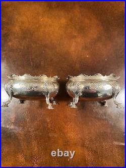 Pair (2) Gorham Sterling Silver Master Salts on Four Decorative Feet withMonogram