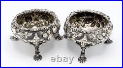 Pair American Sterling Repousse CHINOISERIE Open SALTS H & D