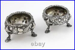 Pair American Sterling Repousse CHINOISERIE Open SALTS H & D