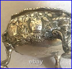 Pair American Sterling Repousse CHINOISERIE Open SALTS H & D