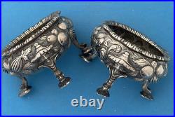 Pair American Sterling Repousse CHINOISERIE Open SALTS H & D