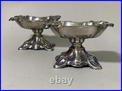 Pair Antique 19th Century Austrian 800 Silver Salt Cellars