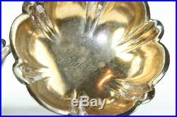 Pair Antique Footed Sterling Silver Salt Dish Cellar Julia Gold Wash Inside