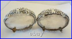 Pair Antique French Salt Cellars PAUL BOUTON & CIE Glass Liners are Missing