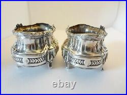 Pair Antique French Salt Cellars PAUL BOUTON & CIE Glass Liners are Missing
