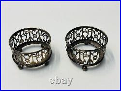 Pair Antique Gorham Sterling Silver Salt Cellars with 1 Cobalt Liner A5553