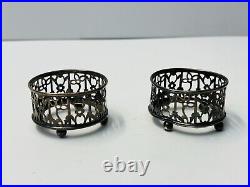 Pair Antique Gorham Sterling Silver Salt Cellars with 1 Cobalt Liner A5553