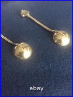Pair British Sterling Silver Victorian Salt Cellars With Matching Spoons