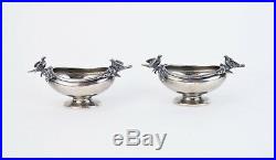 Pair Doves on Olive Branch Gorham American Coin Silver Figural Salts Circa 1860
