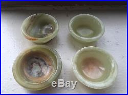 Pair Italian 800 Silver Salts Holders Ca. 1920 4Alabaster Bowls 4 Spoons