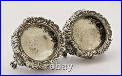 Pair KIRK REPOUSSE Sterling OPEN SALTS LION Heads