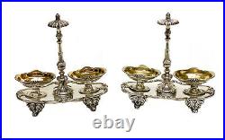 Pair Odiot Paris French Silver Gilt Footed Open Salt Cellars, 19th Century