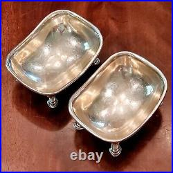 Pair Of Antique English Georgian Sterling Silver Master Salts