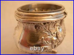 Pair Of Antique French Sterling Silver Crystal Salt Cellars, Late XIX