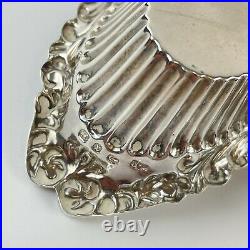 Pair Of Antique Sterling Silver Boat Salt Cellars And Shell Salt Spoons Cased