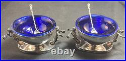 Pair Of Belfiore Sterling Silver Open Salt Cellars Italian Putti 9.69 Toz WithDips