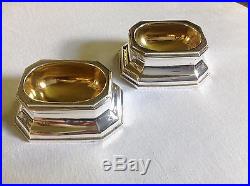 Pair Of English Sterling Silver Heavy Trencher Salt Cellars / James Robinson