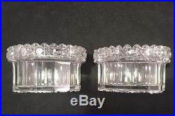 Pair Of Gorham Sterling Silver Open Salts With Fantastic ABP Cut Glass Inserts