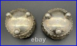 Pair Of Indian / India Sterling Silver / 900 Silver Footed Open Salt Cellars