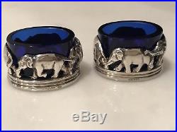 Pair Of Sterling Silver Elephant Salt Cellars Made For Verdura By Belfiore Italy