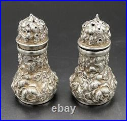 Pair Of Stieff Repousse Sterling Silver Salt & Pepper Shakers #10 No Monogram