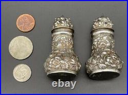 Pair Of Stieff Repousse Sterling Silver Salt & Pepper Shakers #10 No Monogram