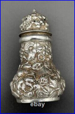 Pair Of Stieff Repousse Sterling Silver Salt & Pepper Shakers #10 No Monogram