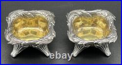 Pair Of Tiffany Chrysanthemum Sterling Silver Open Salt Cellars