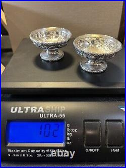 Pair Of Tiffany & Co Sterling Silver Repousse Salt Cellar 102 Grams. ML