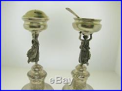Pair Of Vintage Continental Silver 6 3/4 Figural Salt/pepper Cellars-fantastic