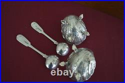 Pair Salt Cellar & Spoons 0800 Continental Silver Figural Cherubs & Shells