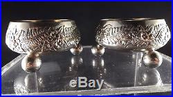 Pair Tiffany Repousse Sterling Silver Open Salts