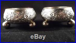 Pair Tiffany Repousse Sterling Silver Open Salts