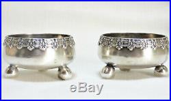 Pair Tiffany Sterling Silver Ball Footed Salt Cellars