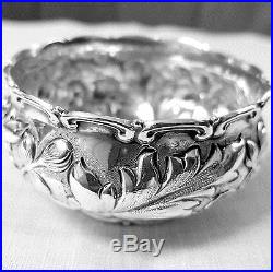 Pair Whiting repousse master open salts or nut dishes 3552A sterling NO mono
