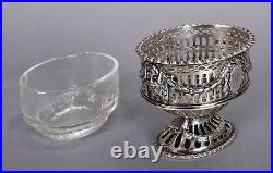Pair of 1865 Neoclassical English Sterling Master Salt Cellars w Liners 10 ozt