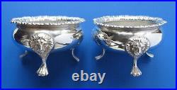 Pair of 1931 CRICHTON & Co. Ltd. Sterling Silver Open SALT CELLARS withLion Heads