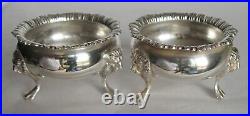 Pair of 1931 CRICHTON & Co. Ltd. Sterling Silver Open SALT CELLARS withLion Heads