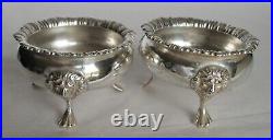 Pair of 1931 CRICHTON & Co. Ltd. Sterling Silver Open SALT CELLARS withLion Heads