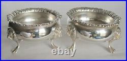 Pair of 1931 CRICHTON & Co. Ltd. Sterling Silver Open SALT CELLARS withLion Heads