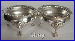 Pair of 1931 CRICHTON & Co. Ltd. Sterling Silver Open SALT CELLARS withLion Heads