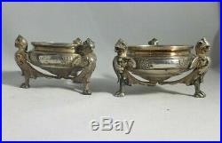Pair of Antique Silverplated Open Salts with Gargoyles